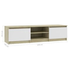 Vidaxl TV omarica bela in sonoma hrast 140x40x35,5 cm iverna plošča