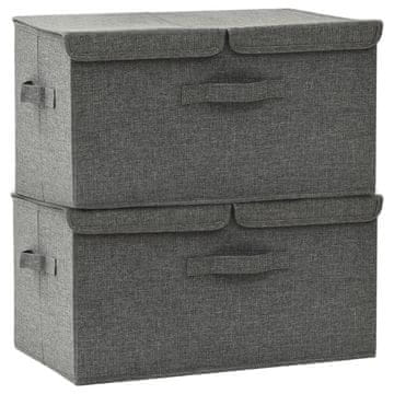 Vidaxl Škatla za shranjevanje 2 kosa blago 50x30x25 cm antracitna