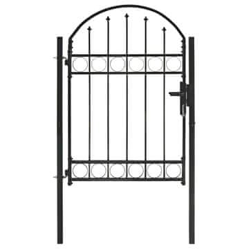 Vidaxl Ograjna vrata ASSEN z obokanim vrhom jeklo 102x125 cm črna
