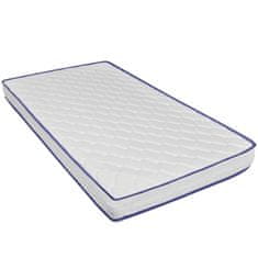 Vidaxl Postelja z vzmetnico iz sp, pene belo umetno usnje 160x200 cm
