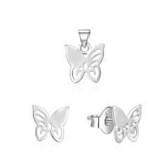 Beneto Srebrn komplet nakita metulji AGSET224L (obesek, uhani)