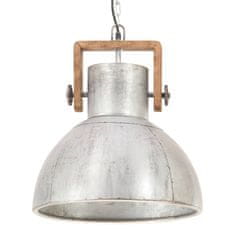 Vidaxl Industrijska viseča svetilka 25 W srebrna okrogla 40 cm E27