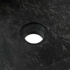 Greatstore Kopalniška omarica tikovina z umivalnikoma iz črnega marmorja