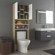 Vidaxl Omara za pralni stroj bela in sonoma hrast 64x25,5x190 cm