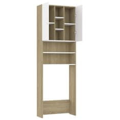 Vidaxl Omara za pralni stroj bela in sonoma hrast 64x25,5x190 cm