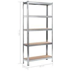 Vidaxl Police za shranjevanje 2 kosa jeklo in MDF 90x30x180 cm srebrne