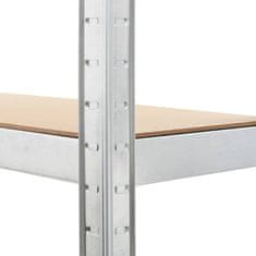 Vidaxl Police za shranjevanje 3 kosi jeklo in MDF 75x30x172 cm srebrne