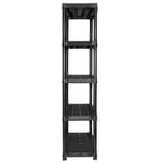 Vidaxl Polica 5-nadstropna črna 91,5x45,7x185 cm plastika