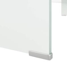 Vidaxl Stojalo za TV/Računalniški Zaslon Belo Steklo 100x30x13 cm