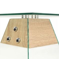shumee Stranska mizica iz MDF in stekla, 45 x 45 x 45 cm, hrastova barva