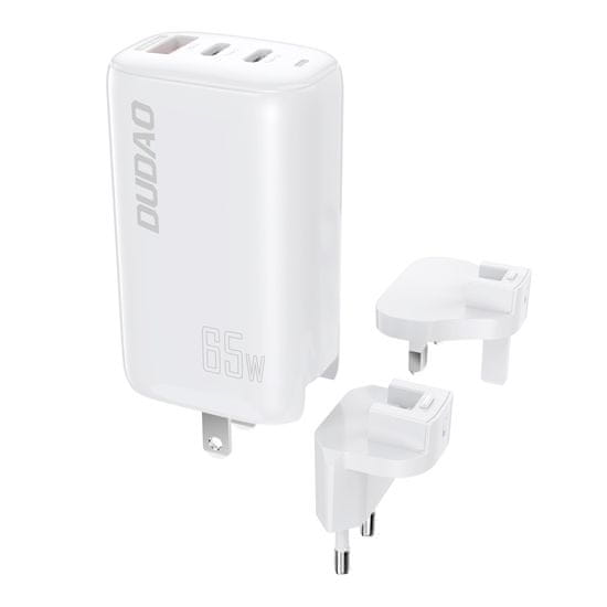 DUDAO A7PRO 3in1 GaN polnilnik USB / 2x USB-C QC PD 65W, bela