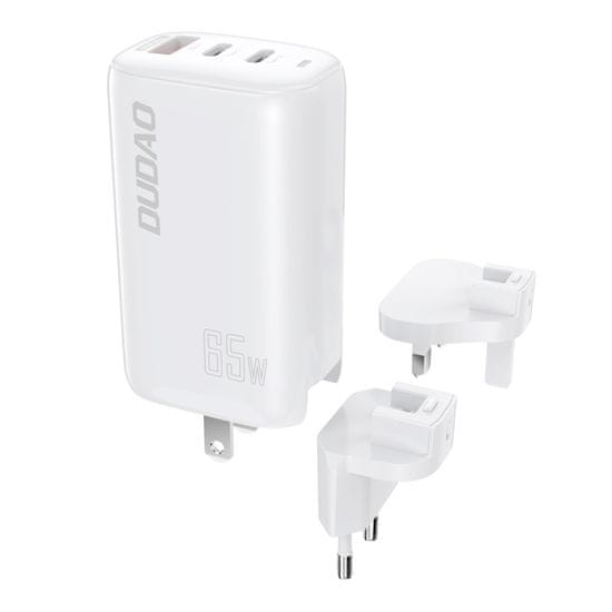 DUDAO A7PRO 3in1 GaN polnilnik USB / 2x USB-C QC PD 65W, bela