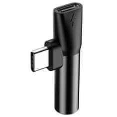 BASEUS L41 avdio adapter USB-C - USB-C / jack 3.5mm, črna
