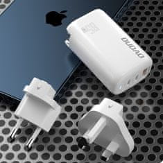 DUDAO A7PRO 3in1 GaN polnilnik USB / 2x USB-C QC PD 65W, bela