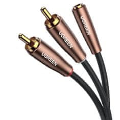 Ugreen AV198 avdio kabel 3.5 mm jack / 2x RCA F/M 1m, rjav