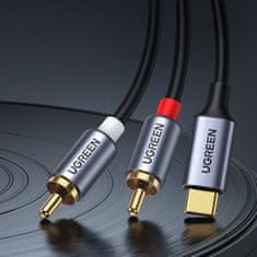 Ugreen CM451 avdio kabel USB-C / 2x RCA M/M 1.5m, siva