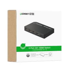 Ugreen HDMI - 3x HDMI Switch 3D 4K, IR, črna