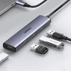Ugreen CM473 HUB adapter USB-C / 4x USB 3.2, srebro