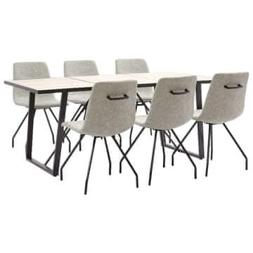 Vidaxl Jedilna garnitura 7-delna sivo umetno usnje