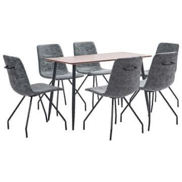 Vidaxl Jedilna garnitura 7-delna črno umetno usnje