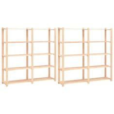 Vidaxl Stojalo s policami 5-nadstropno 2 kosa 170x38x170 cm borovina