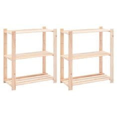Vidaxl vidXL Stojalo 3-nadstropno 2 kosa 80x38x90 cm trdna borovina 150 kg