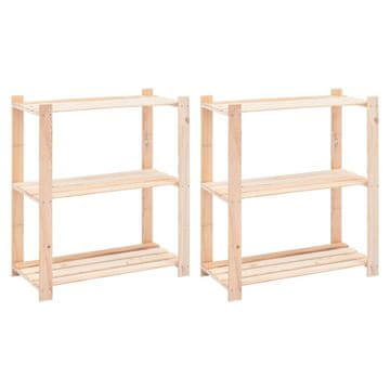 Vidaxl vidXL Stojalo 3-nadstropno 2 kosa 80x38x90 cm trdna borovina 150 kg