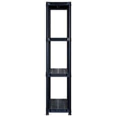 Vidaxl Regal s policami 4-nadstropni črn 122x30,5x130 cm plastika
