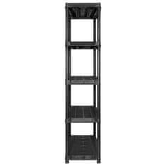 Vidaxl Regal s policami 5-nadstropni črn 340x40x185 cm plastika