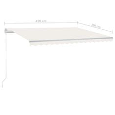Vidaxl Ročno zložljiva tenda z LED lučmi 450x300 cm krem