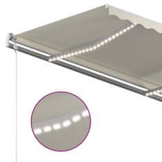 Vidaxl Ročno zložljiva tenda z LED lučmi 450x300 cm krem