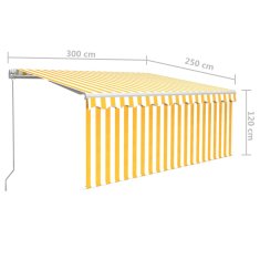 Vidaxl Ročna tenda 3 x 2,5 m Rumene in bele črte 100% poliester