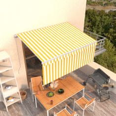Vidaxl Ročna tenda 3 x 2,5 m Rumene in bele črte 100% poliester