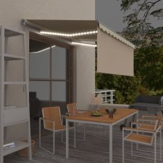 Vidaxl Ročno zložljiva tenda s senčilom LED 3x2,5 m krem