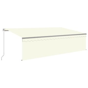 Vidaxl Ročno zložljiva tenda s senčilom LED 5x3 m krem