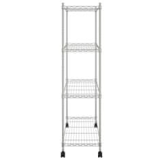 Vidaxl 4-nadstropni regal s kolesi 90x35x142 cm krom 200 kg