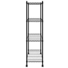 Vidaxl 4-nadstropni regal s kolesi 90x35x142 cm črn 200 kg