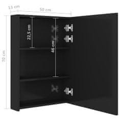 shumee LED kopalniška omarica z ogledalom sijoče črna 50x13x70 cm