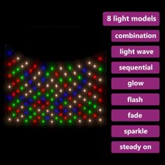 Vidaxl Novoletna svetlobna mreža večbarvna 3x3 m 306 LED lučk