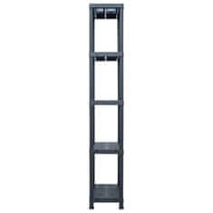 Vidaxl Stojalo s policami plastika 125 kg 60x30x180 cm črno