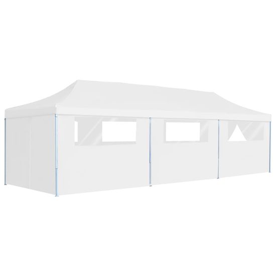 Vidaxl Zložljiv pop-up šotor za zabave z 8 stranicami 3x9 m bel