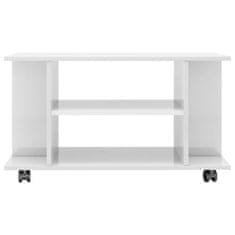 Vidaxl TV omarica s kolesci visok sijaj bela 80x40x40 cm iverna plošča