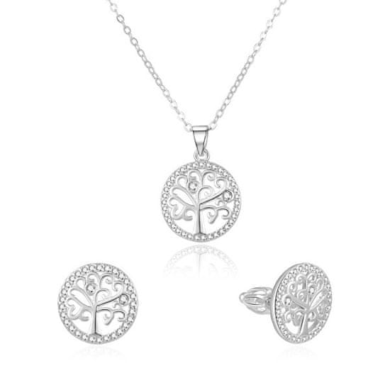 Beneto Srebrn komplet nakita drevo življenja AGSET213SR (ogrlica, uhani)