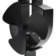 Greatstore Ventilator za kamin na toploto s 3 krili črn