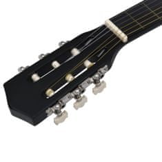 Vidaxl Akustična kitara 12-delni komplet s 6 strunami črna 38"