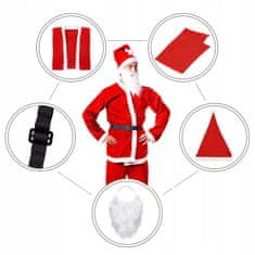 Springos Božičkova obleka 5 delna - jakna, hlače, kapa, brada in pas