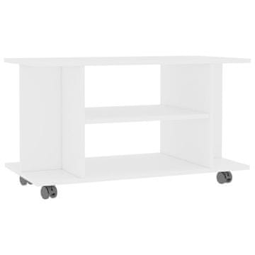 Vidaxl TV omarica s kolesci bela 80x40x45 cm inženirski les