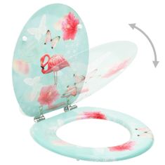 Greatstore Deska za WC školjko MDF dizajn flaminga