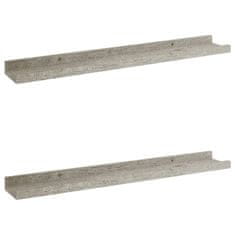 Vidaxl Stenska polica 2 kosa betonsko siva 60x9x3 cm