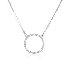 Beneto Bleščeča srebrna ogrlica s cirkoni AGS1169 / 47
